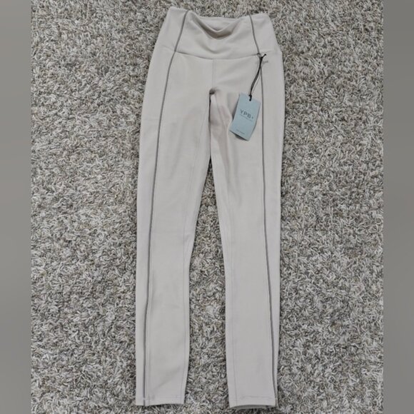 YPB Abercrombie & Fitch sculptLUX 7/8-length Leggings Oat Pinstripe Sz XS - Picture 2 of 3